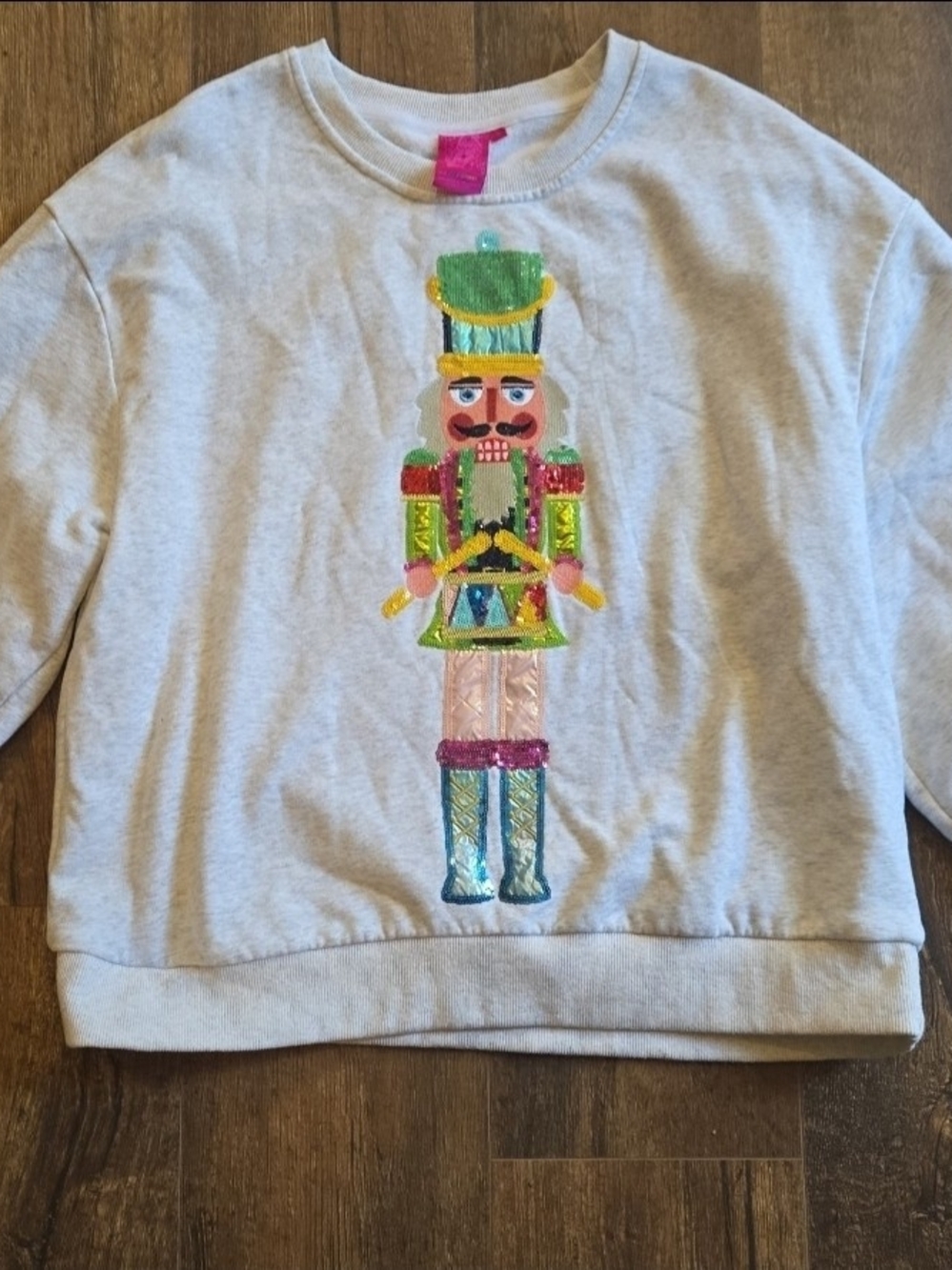 Women's Light Gray Nutcracker Sequin Sweatshirt